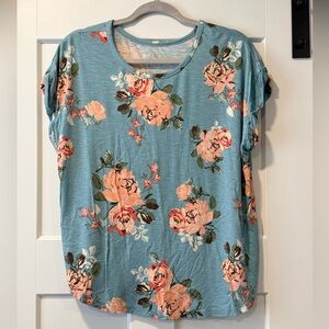 Maurices 24/7 Floral Print Tee Ladies Size Large